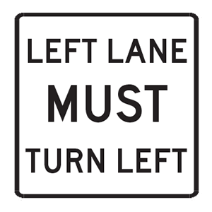 indiana-left lane must turn left