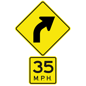 virginia-right curve 35 mph